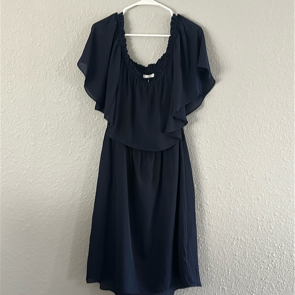 Elegant sheer navy blue dress.  Size S,  NWOT